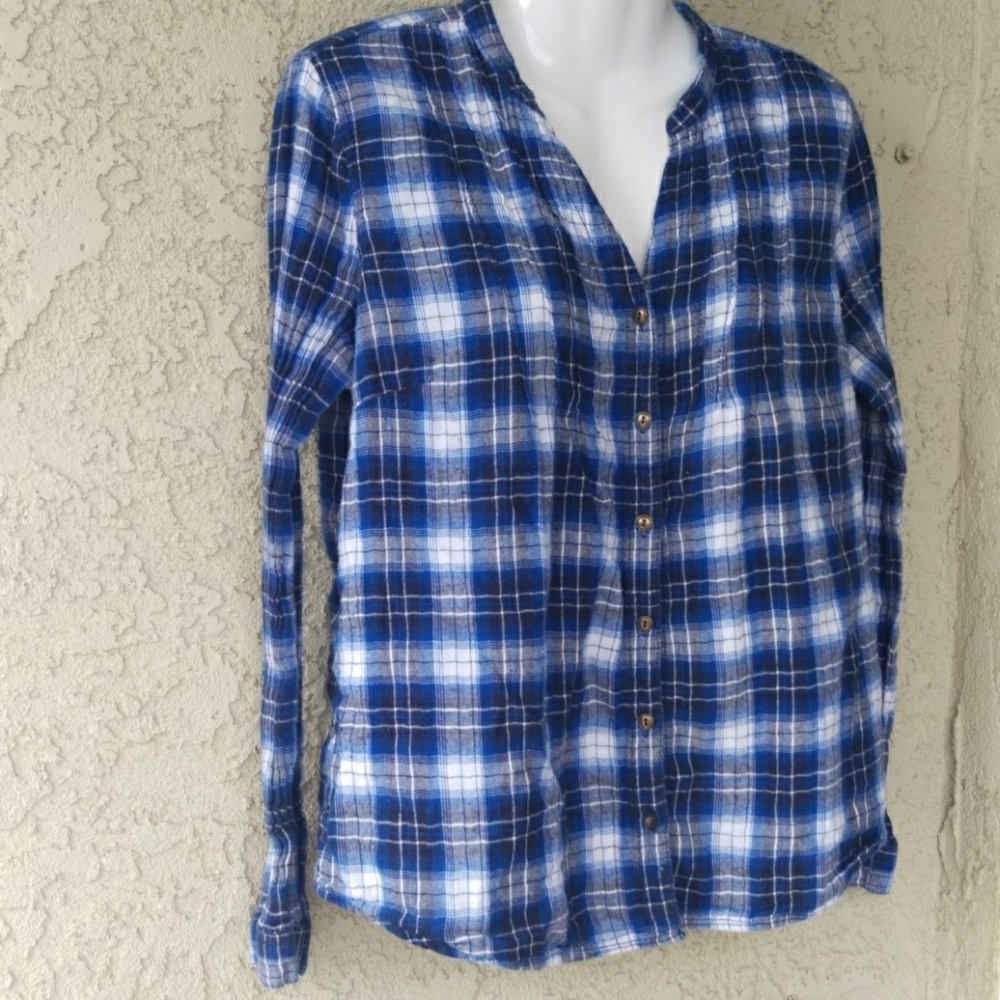 Faded glory blue plaid button up shirt - Picture 4 of 8